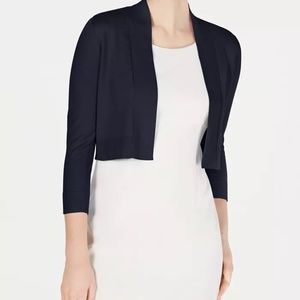 Calvin Klein Cropped Open-Front Cardigan, Navy, M